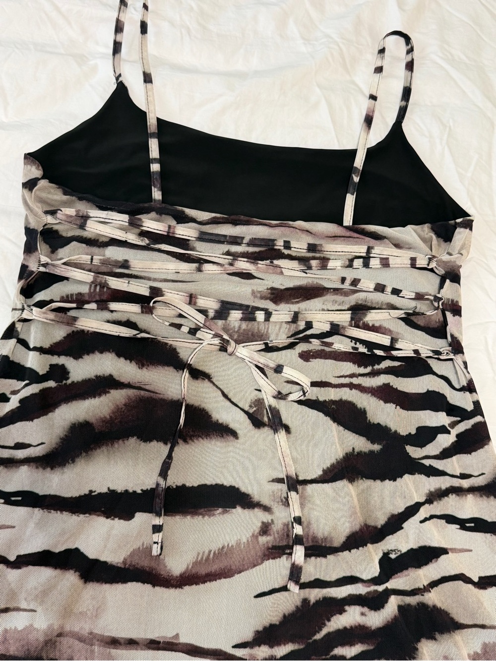 ASOS Sleek Zebra-Print Slip Dress in Black and Cream - Picture 8 of 8